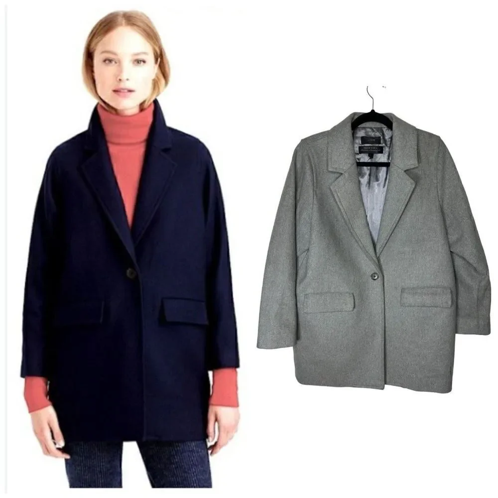 J. Crew Woman Grey Wool Melton Boyfriend Coat A8907 Sz 8 - Picture 12 of 12